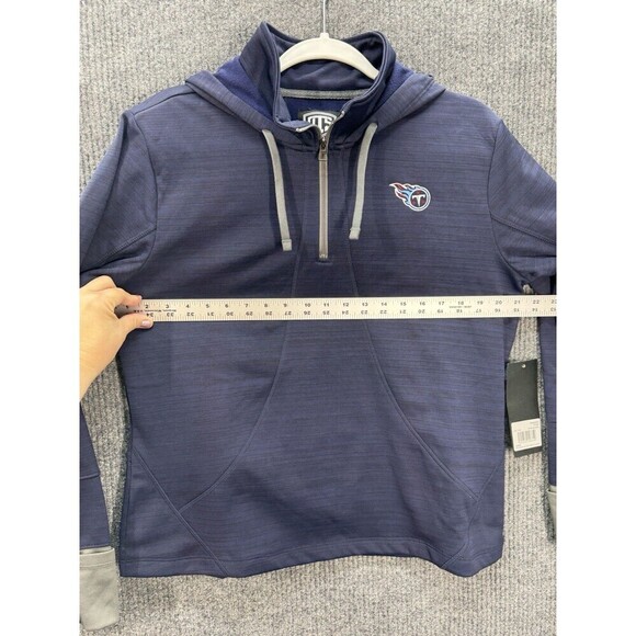 NFL Tennessee Titans 1/4 Zip Pullover Hoodie Womens Large Navy Blue Thumbholes - Picture 5 of 9